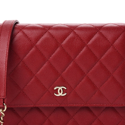 Chanel Caviar Quilted Square Wallet On Chain WOC Dark Red 11 of 11