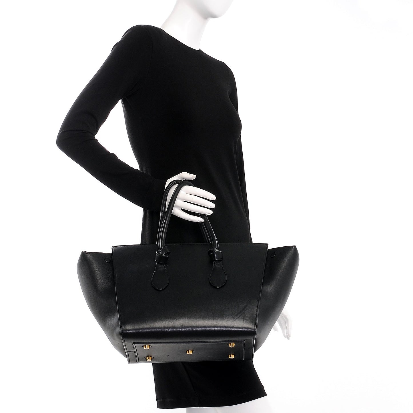 Smooth Calfskin Small Tie Knot Tote Black