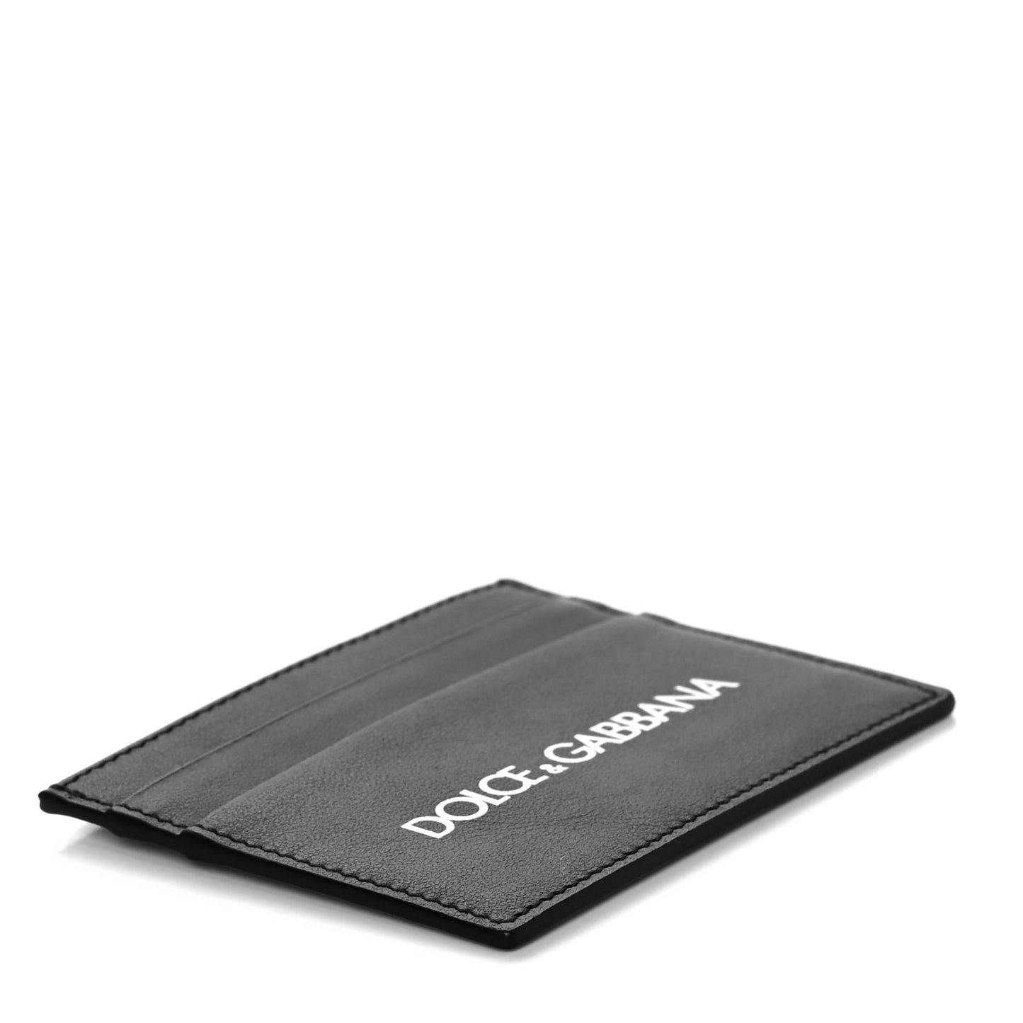 Calfskin Logo Card Holder Black