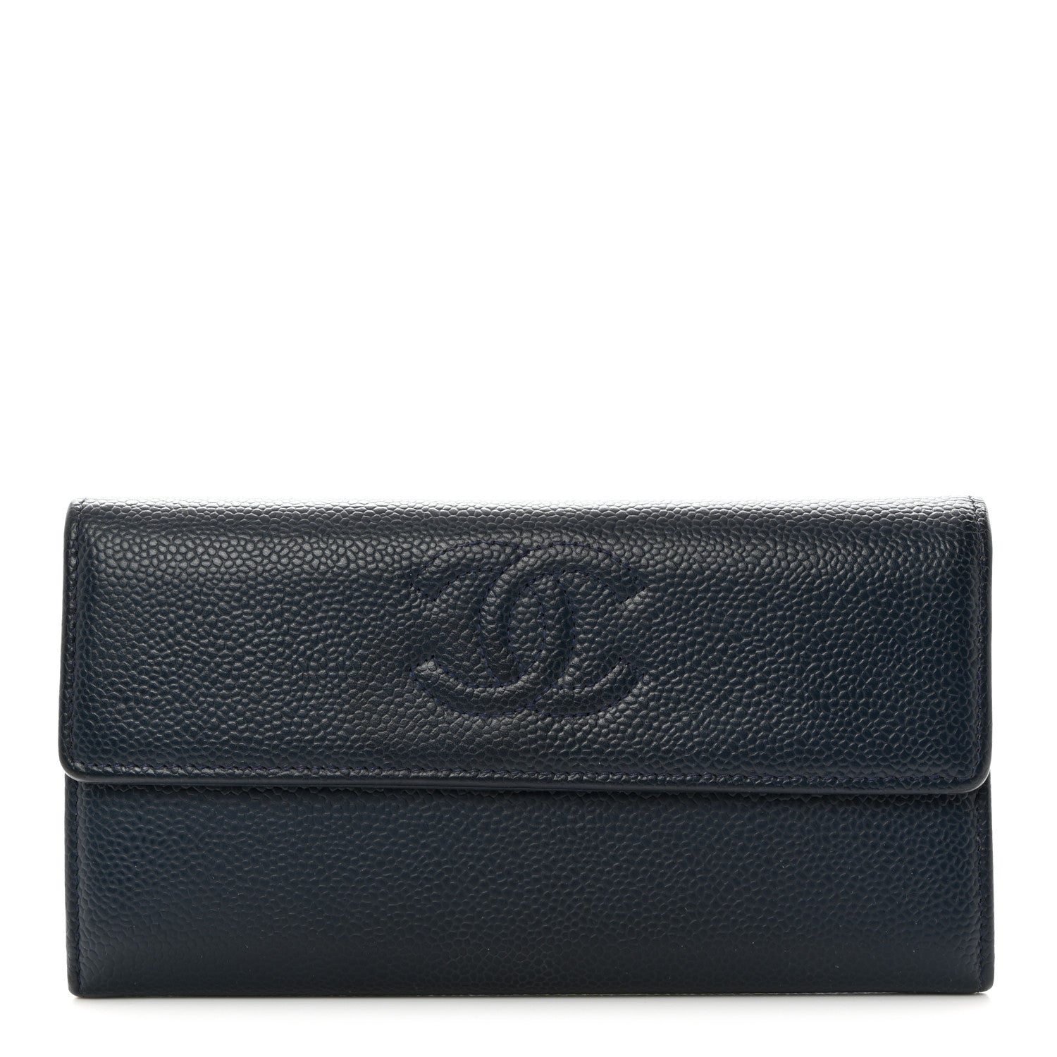 Chanel Caviar Timeless CC Large Gusset Flap Wallet Blue 1 of 11
