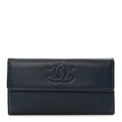 Chanel Caviar Timeless CC Large Gusset Flap Wallet Blue 1 of 11
