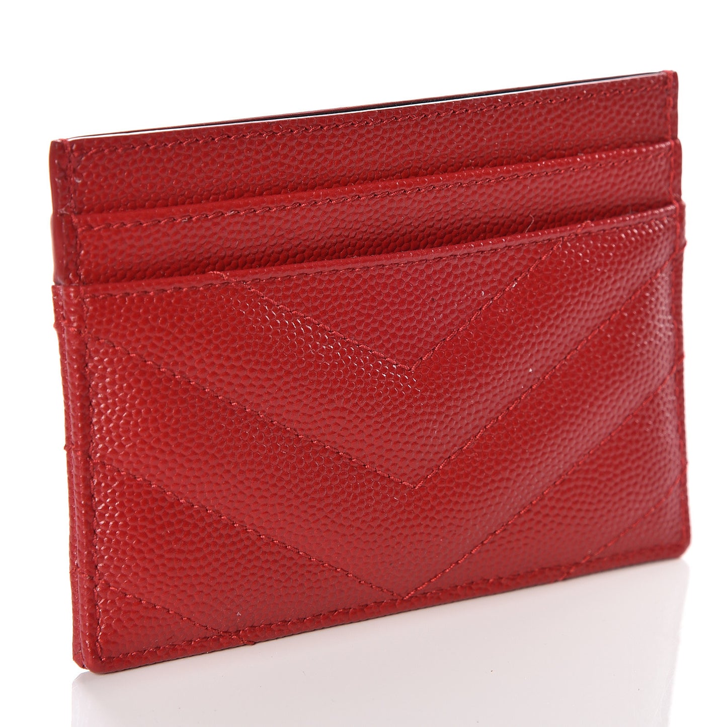 Grain De Poudre Matelasse Chevron Monogram Credit Card Case New Red
