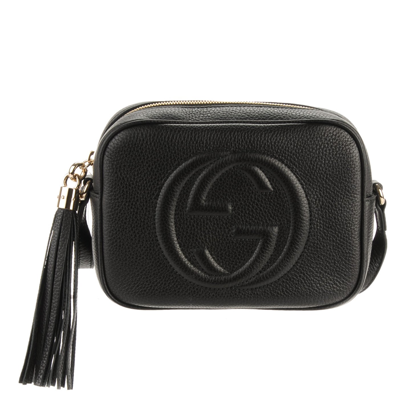 Pebbled Calfskin Small Soho Disco Bag Black