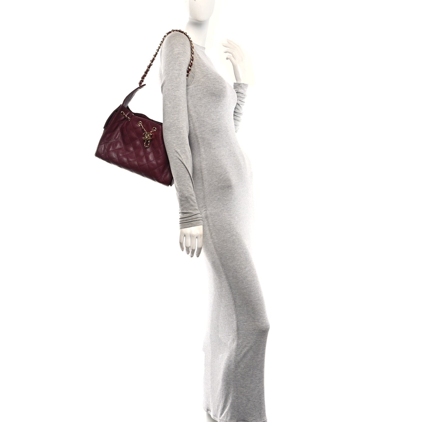 Caviar Quilted Small Chanel 25 Handbag Dark Burgundy