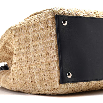 Fendi Woven Raffia Vitello Regular 2Jours Tote Natural Black 5 of 11