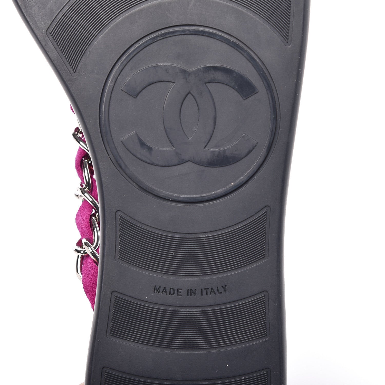 Chanel Suede Calfskin Quilted Chain Thong Sandals 36.5 Pink 6 of 8