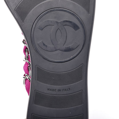 Chanel Suede Calfskin Quilted Chain Thong Sandals 36.5 Pink 6 of 8