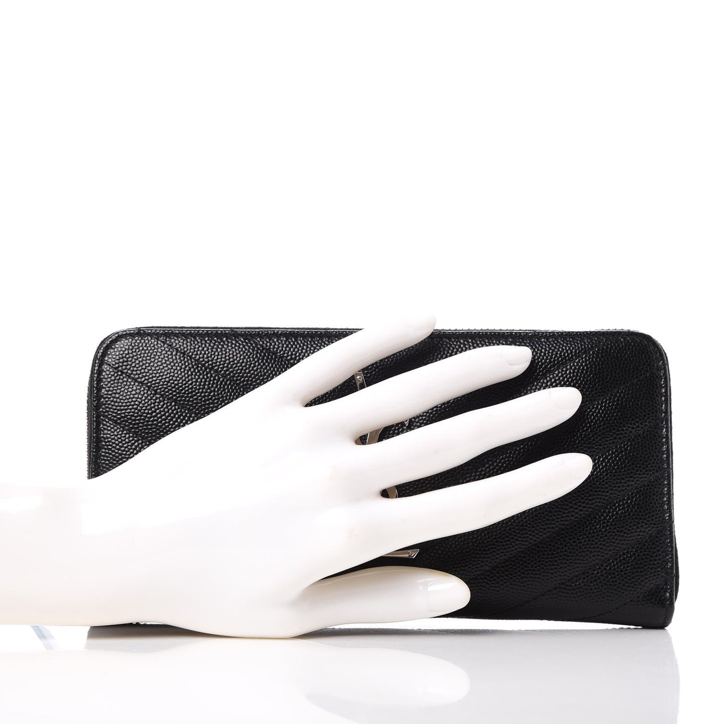 Grain De Poudre Matelasse Chevron Monogram Zip Around Wallet Black