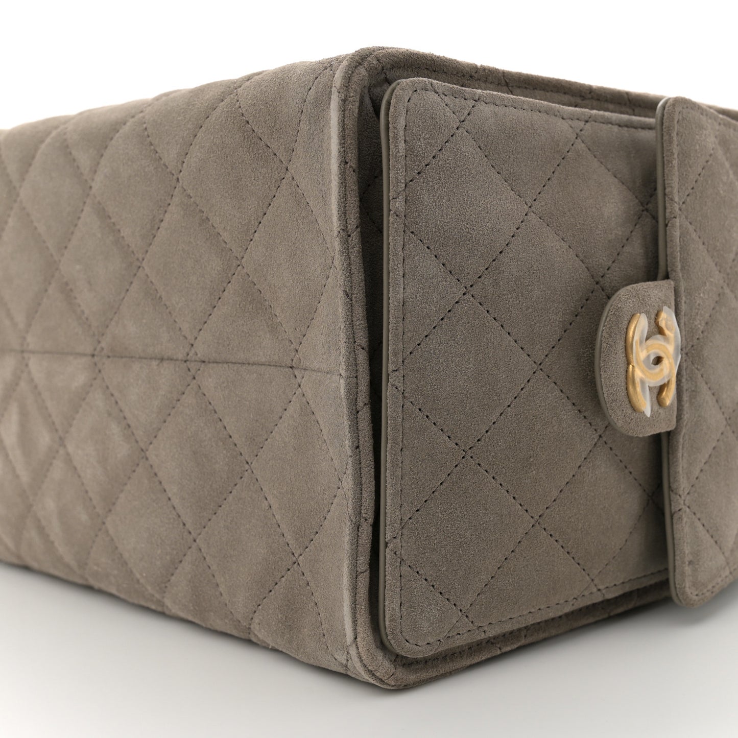 Suede Quilted Medium Chanel 25 Handbag Dark Grey