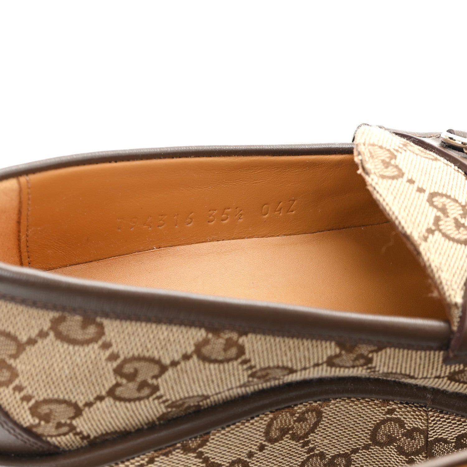 Gucci Monogram Horsebit Calfskin Womens Horsebit Wedge Platform Loafers 35.5 Beige Ebony 7 of 8