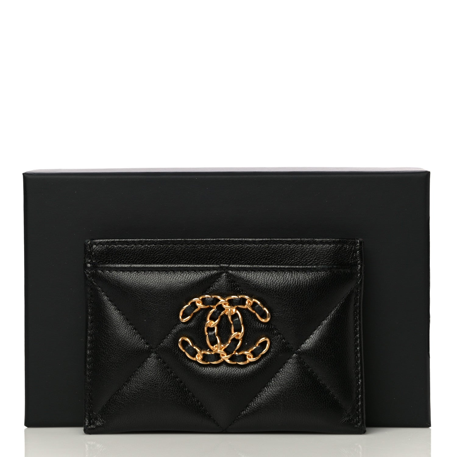 Chanel Lambskin Quilted Chanel 19 Card Holder Black 17 of 17