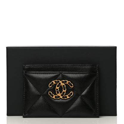 Chanel Lambskin Quilted Chanel 19 Card Holder Black 17 of 17
