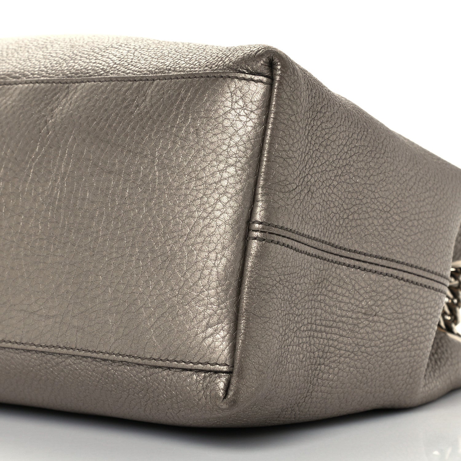 Gucci Metallic Pebbled Calfskin Medium Soho Chain Shoulder Bag Golden Beige 11 of 11