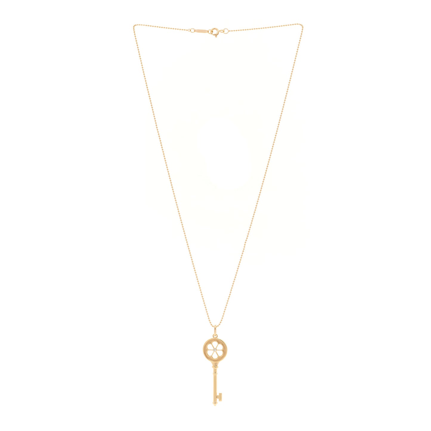 18K Rose Gold Diamond Small Daisy Key Pendant Necklace