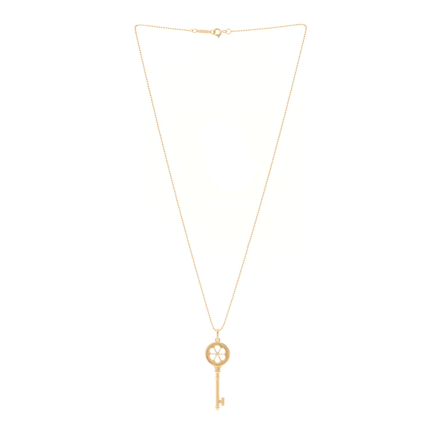 Tiffany 18K Rose Gold Diamond Small Daisy Key Pendant Necklace 3 of 6