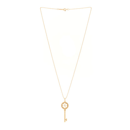 Tiffany 18K Rose Gold Diamond Small Daisy Key Pendant Necklace 3 of 6