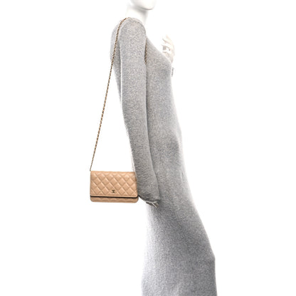 Chanel Caviar Quilted Wallet on Chain WOC Beige 2 of 12