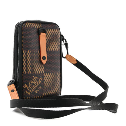 Louis Vuitton X NIGO Giant Damier Ebene Tortoise Double Phone Pouch 2 of 9
