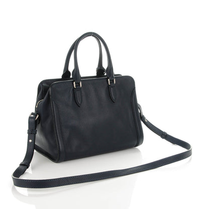 Alexander McQueen Pebbled Calfskin Small Skull Padlock Zip Around Tote Navy 3 of 7