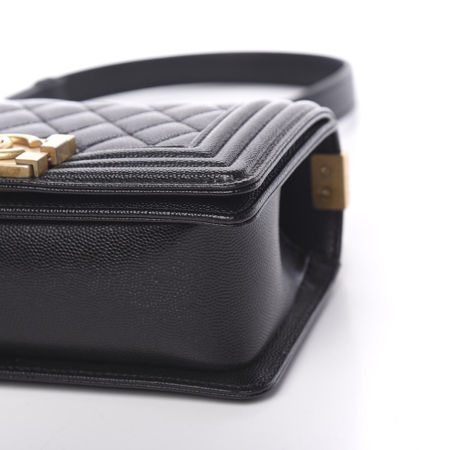 Caviar Quilted Small Boy Flap Black