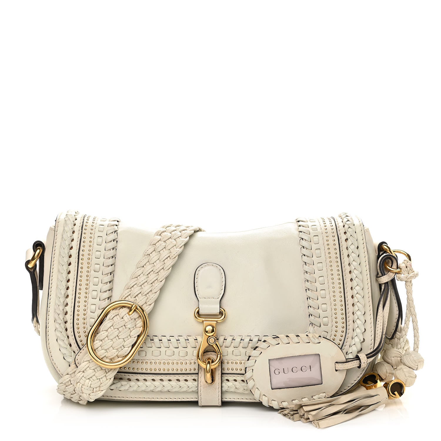 Gucci Calfskin Handmade Medium Flap Shoulder Bag Off White 1 of 14