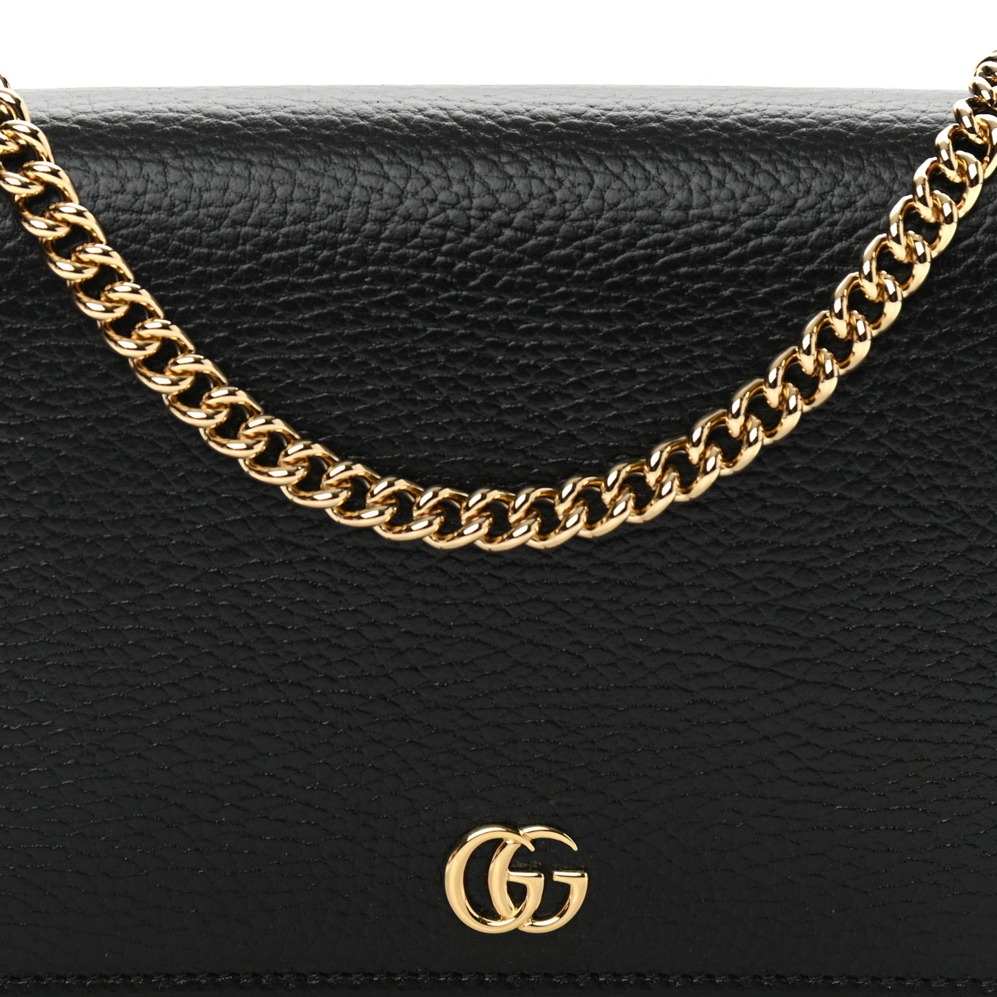 Calfskin Mini GG Marmont Chain Wallet Black