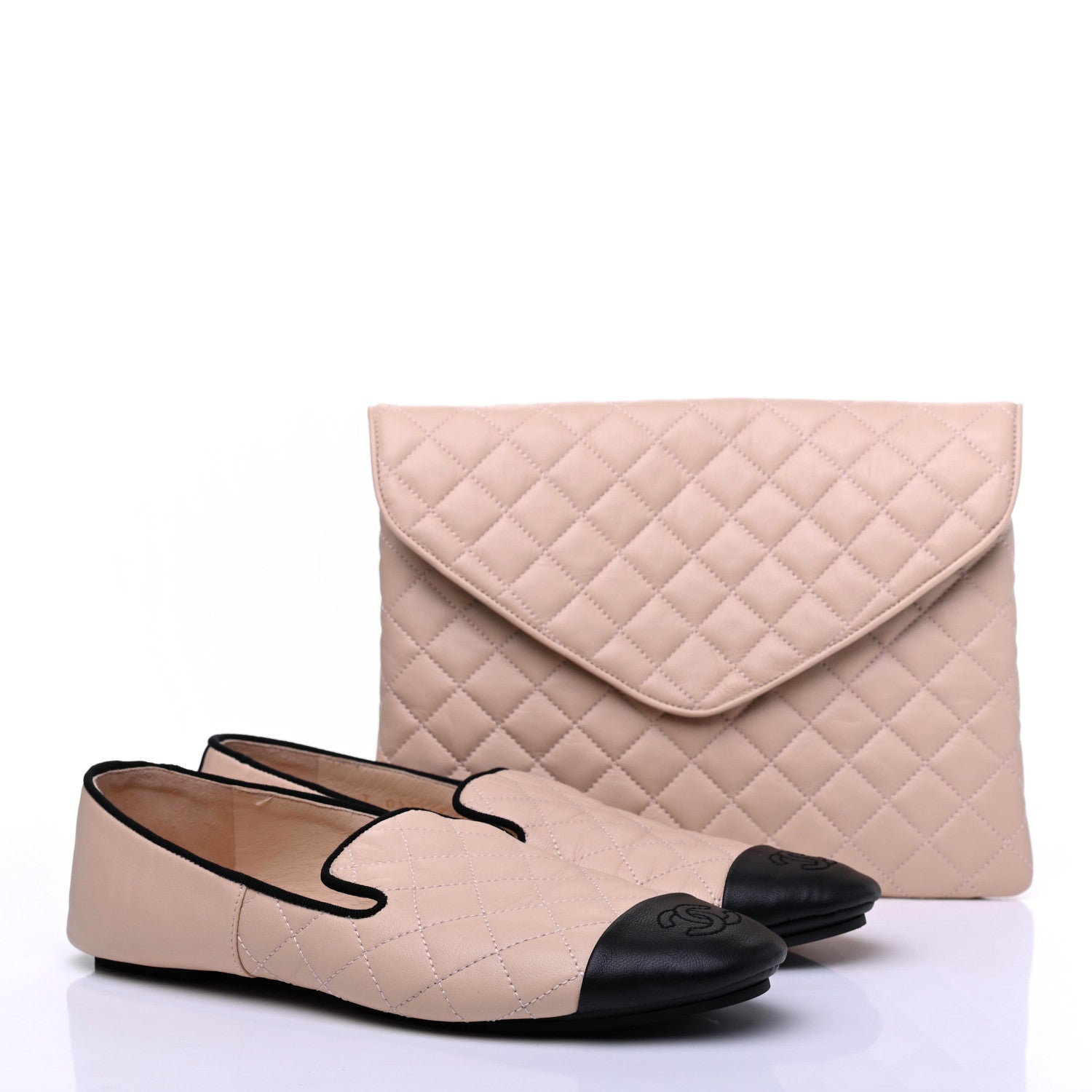 Chanel Lambskin Quilted Cap Toe Slipper With Pouch 37 Pink Black 15 of 17