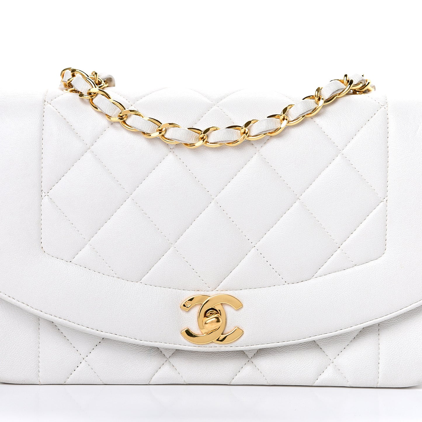 Lambskin Quilted Small Single Flap White