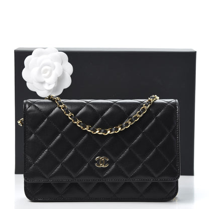 Chanel Lambskin Quilted Wallet On Chain WOC Black 11 of 11
