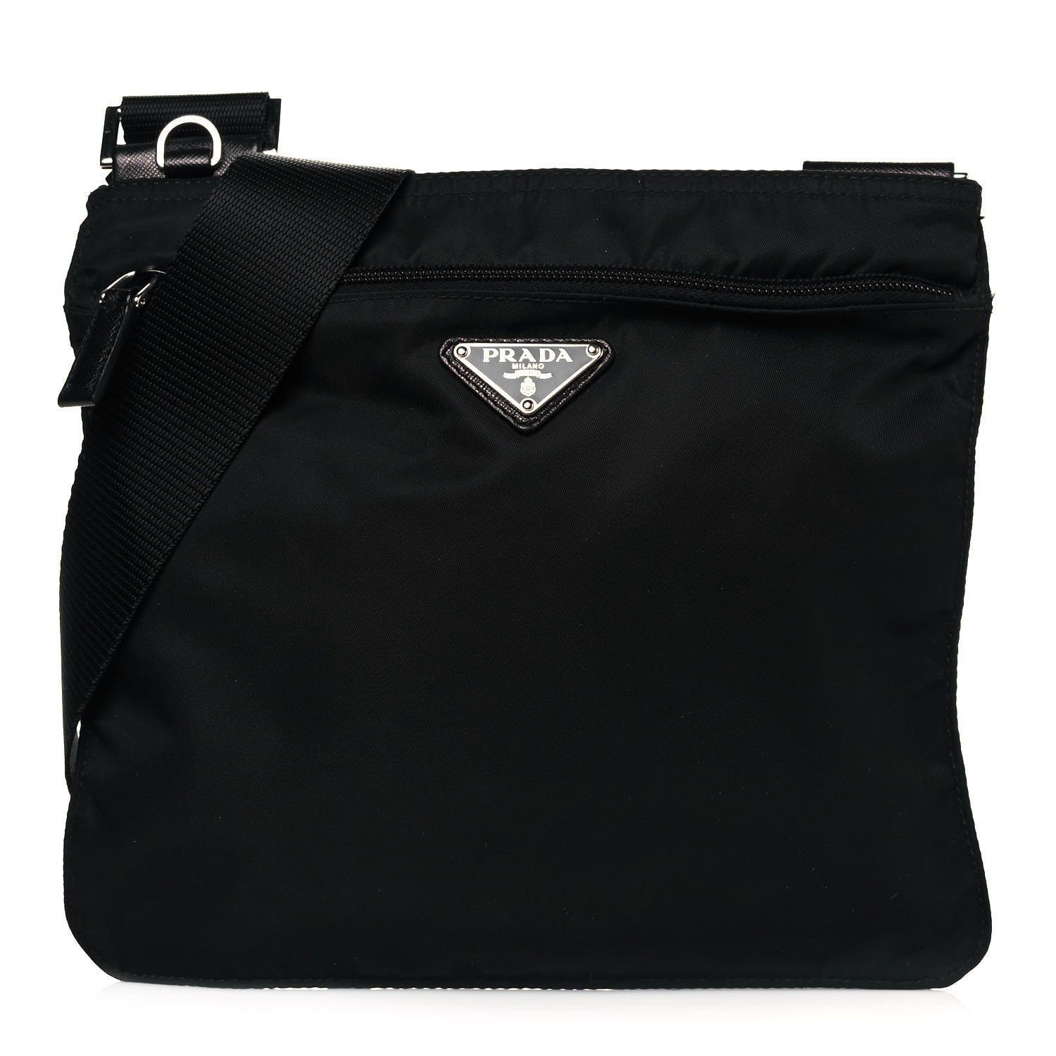 Prada Nylon Vela Flat Messenger Bag Black 1 of 10