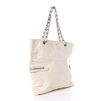 Chanel Calfskin Large Expandable Paris London Tote Bag White 3 of 10