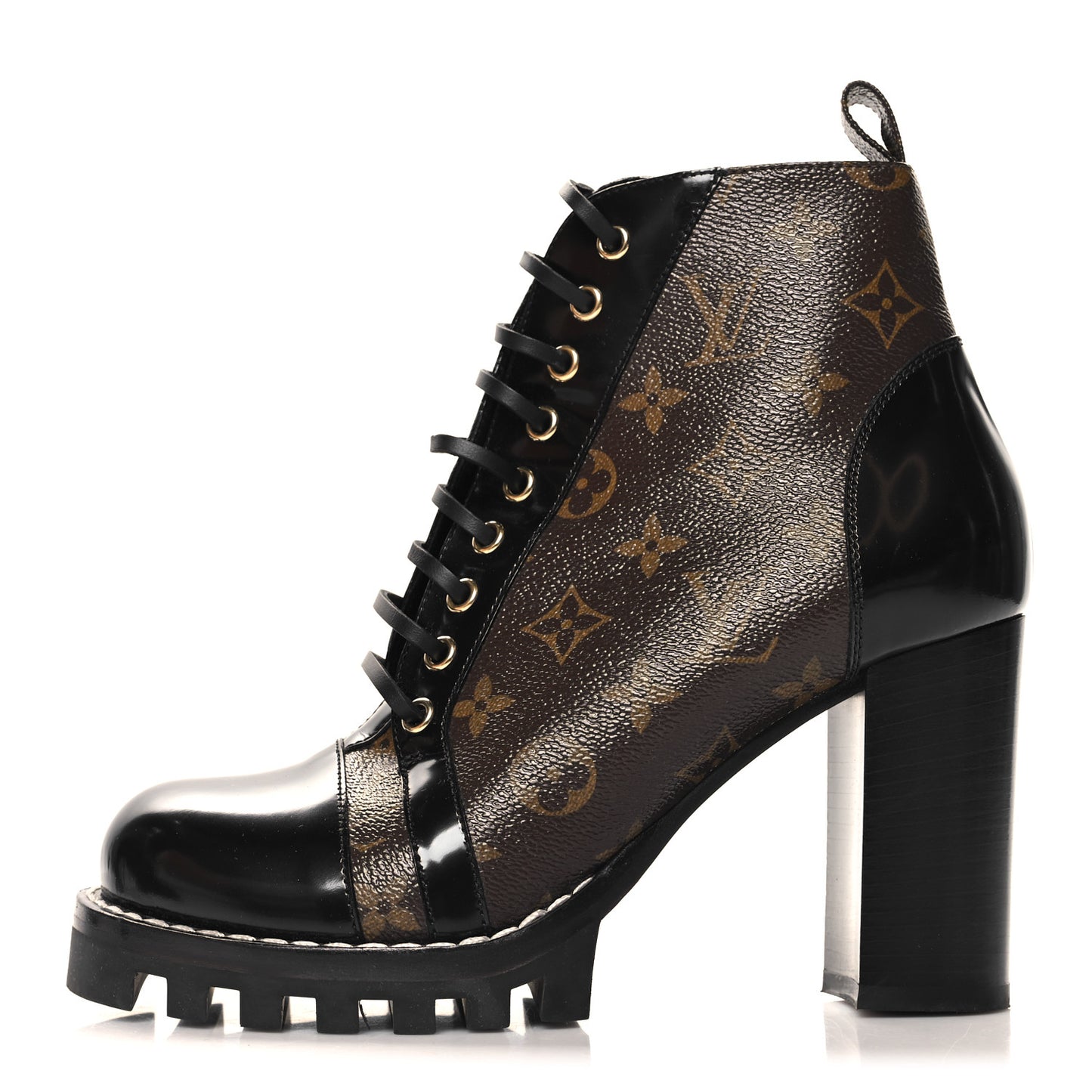 Patent Calfskin Monogram Star Trail Ankle Boots 39.5 Black