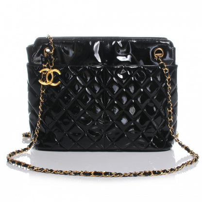 Chanel Patent Quilted CC Shoulder Bag Black 1 of 8