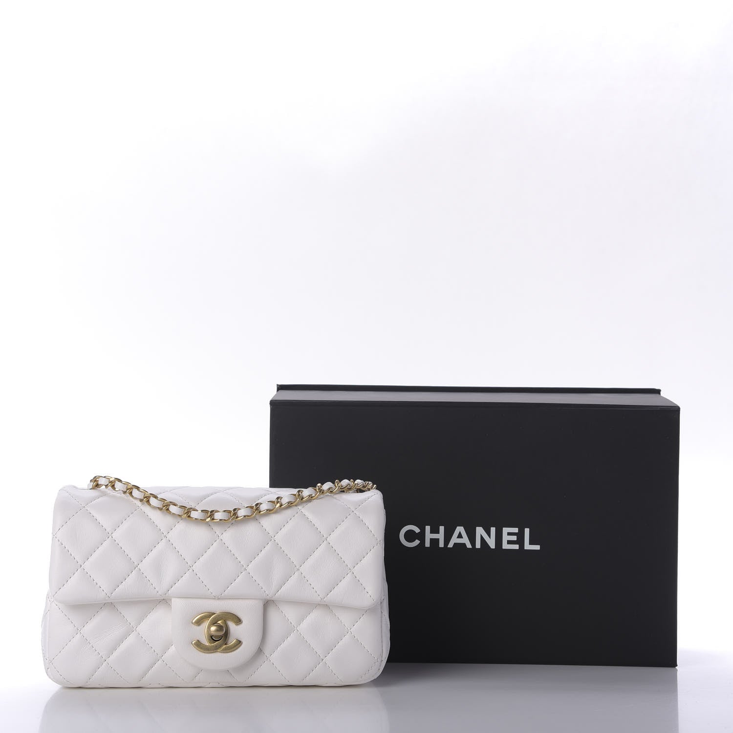 Chanel Lambskin Quilted Mini Rectangular Pearl Crush Flap White 10 of 10