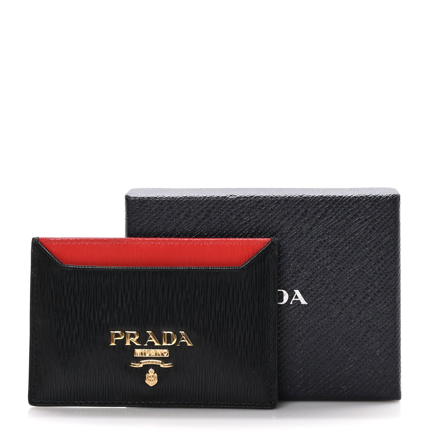 Prada Vitello Move Metal Card Case Black Lacca 10 of 10