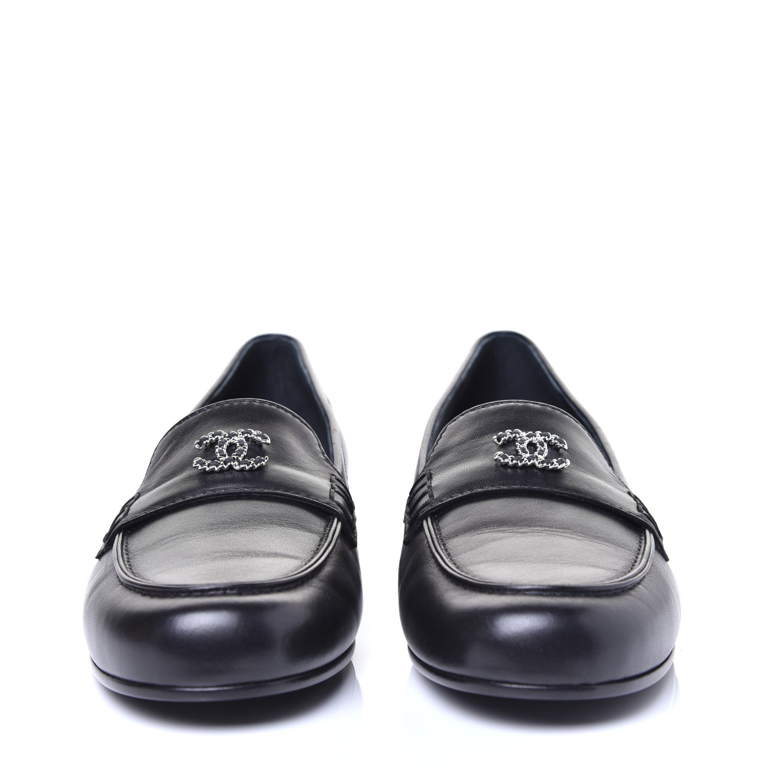 Chanel Calfskin CC Chain Mocassin Loafers 38.5 Black 3 of 11