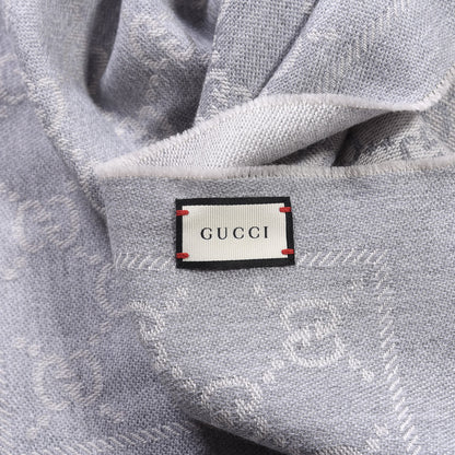 Gucci Wool Monogram Fringe Scarf Gray 3 of 4