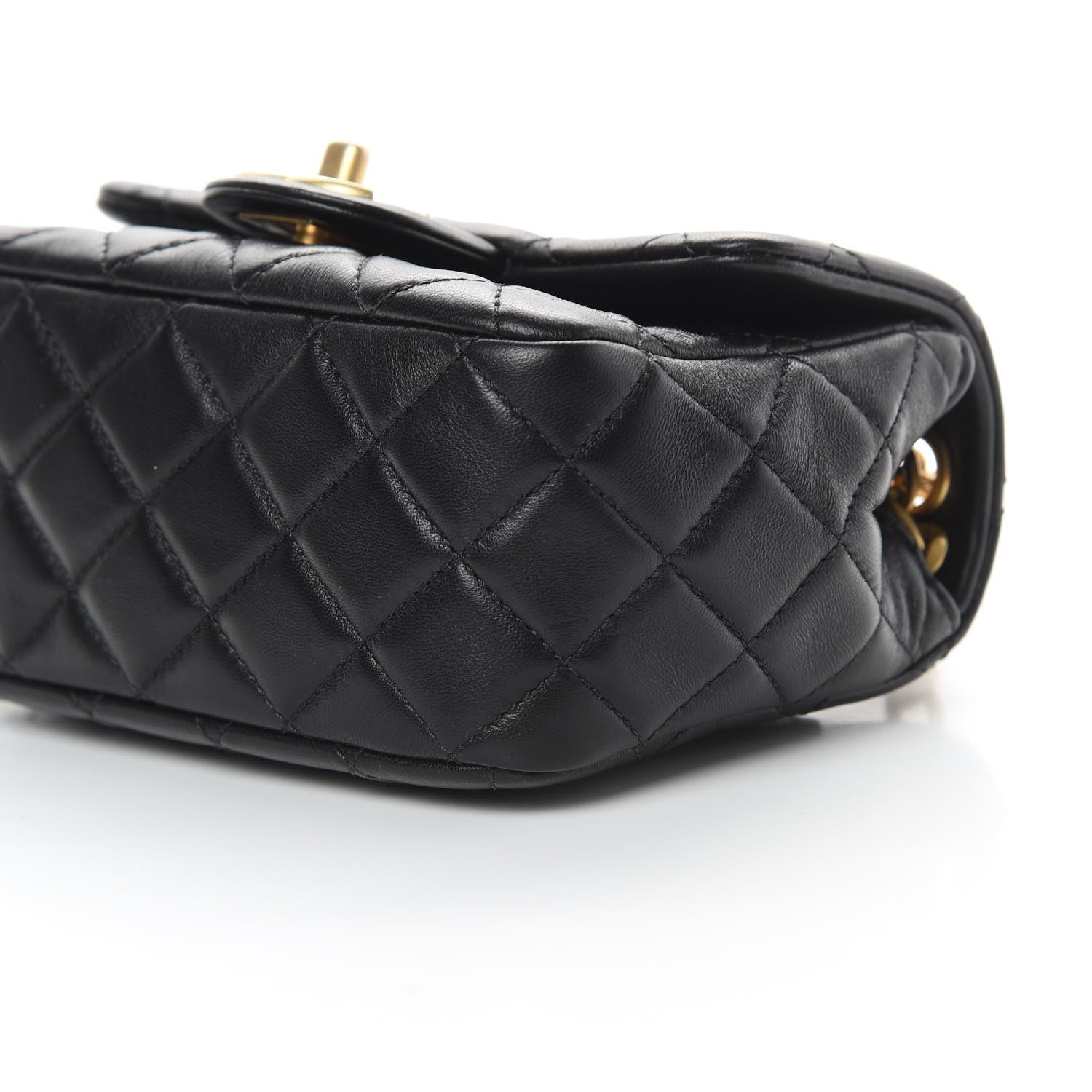 Chanel Lambskin Resin Quilted Mini Pearl Samba Square Flap Black 10 of 14