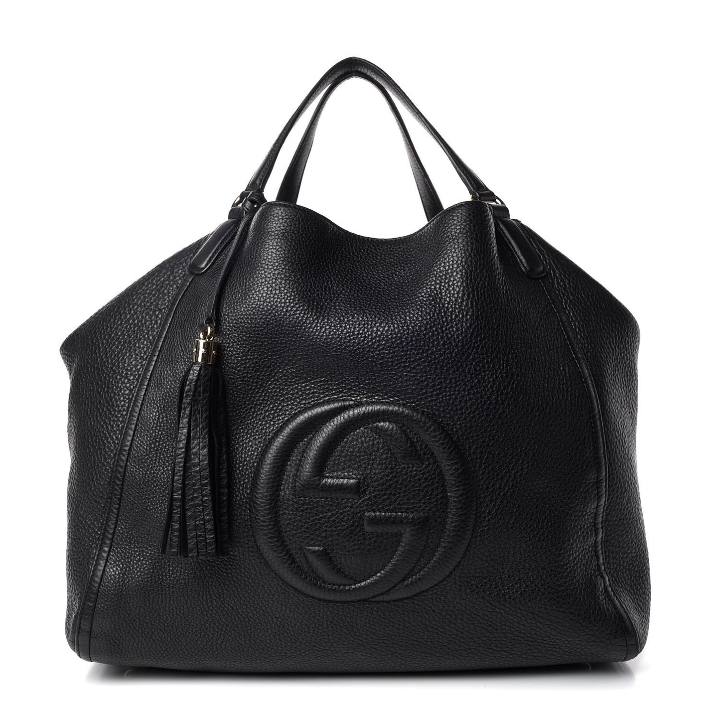 Pebbled Calfskin Large Soho Shoulder Bag Black
