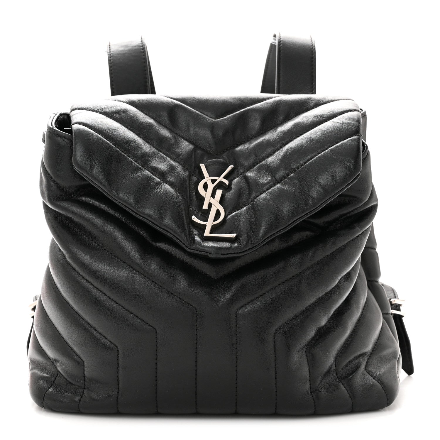 Saint Laurent Calfskin Y Quilted Monogram Small Loulou Backpack Black 1 of 14