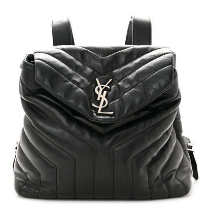 Saint Laurent Calfskin Y Quilted Monogram Small Loulou Backpack Black 1 of 14