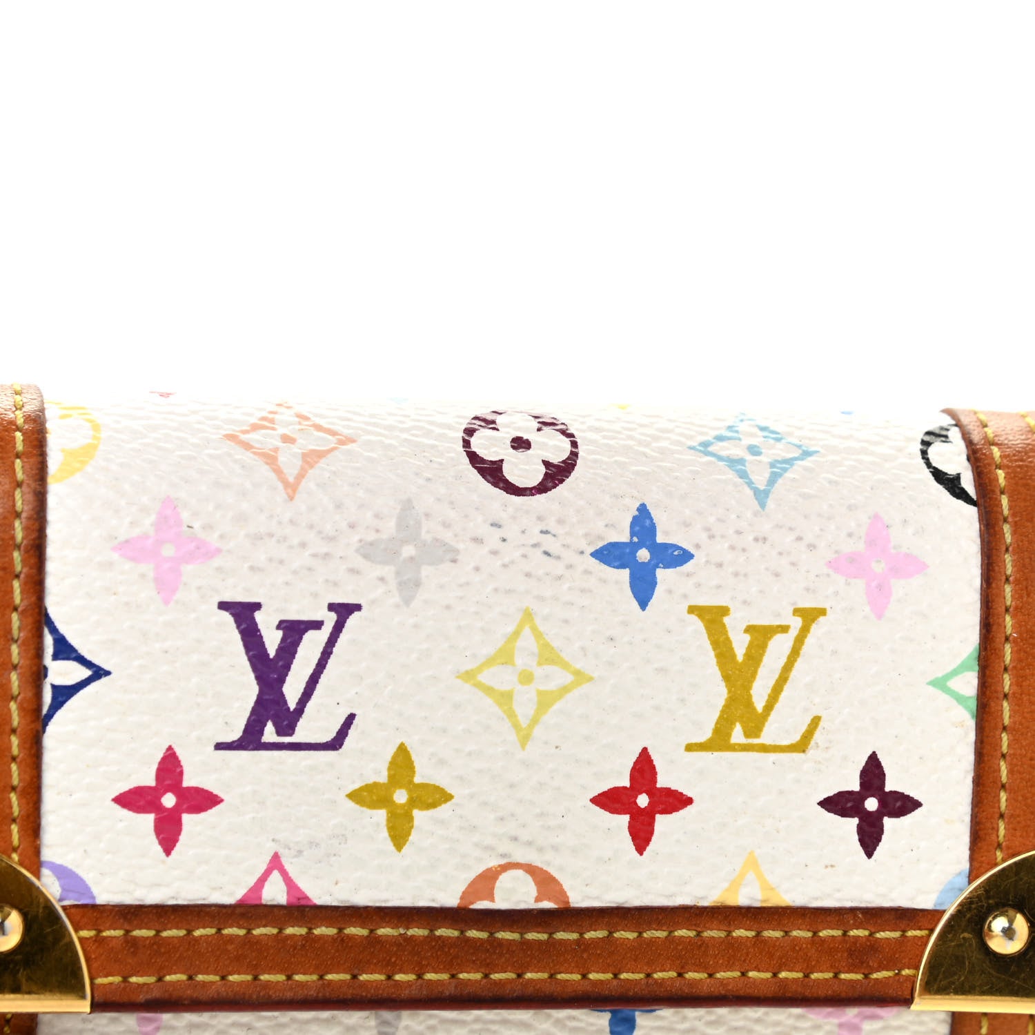Louis Vuitton Monogram Multicolor Porte-Monnaie Plat Coin Purse White 11 of 12