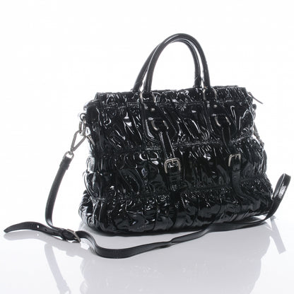 Prada Vernice Gaufre Tote Black 4 of 10
