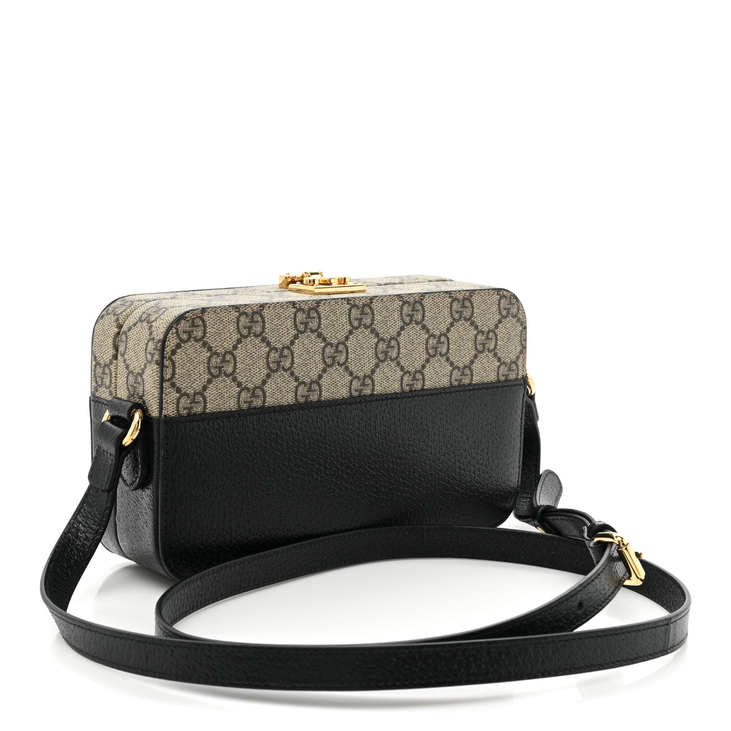 Gucci GG Supreme Monogram Textured Dollar Calfskin Mini New Basket Shoulder Bag Beige Ebony Black 3 of 12