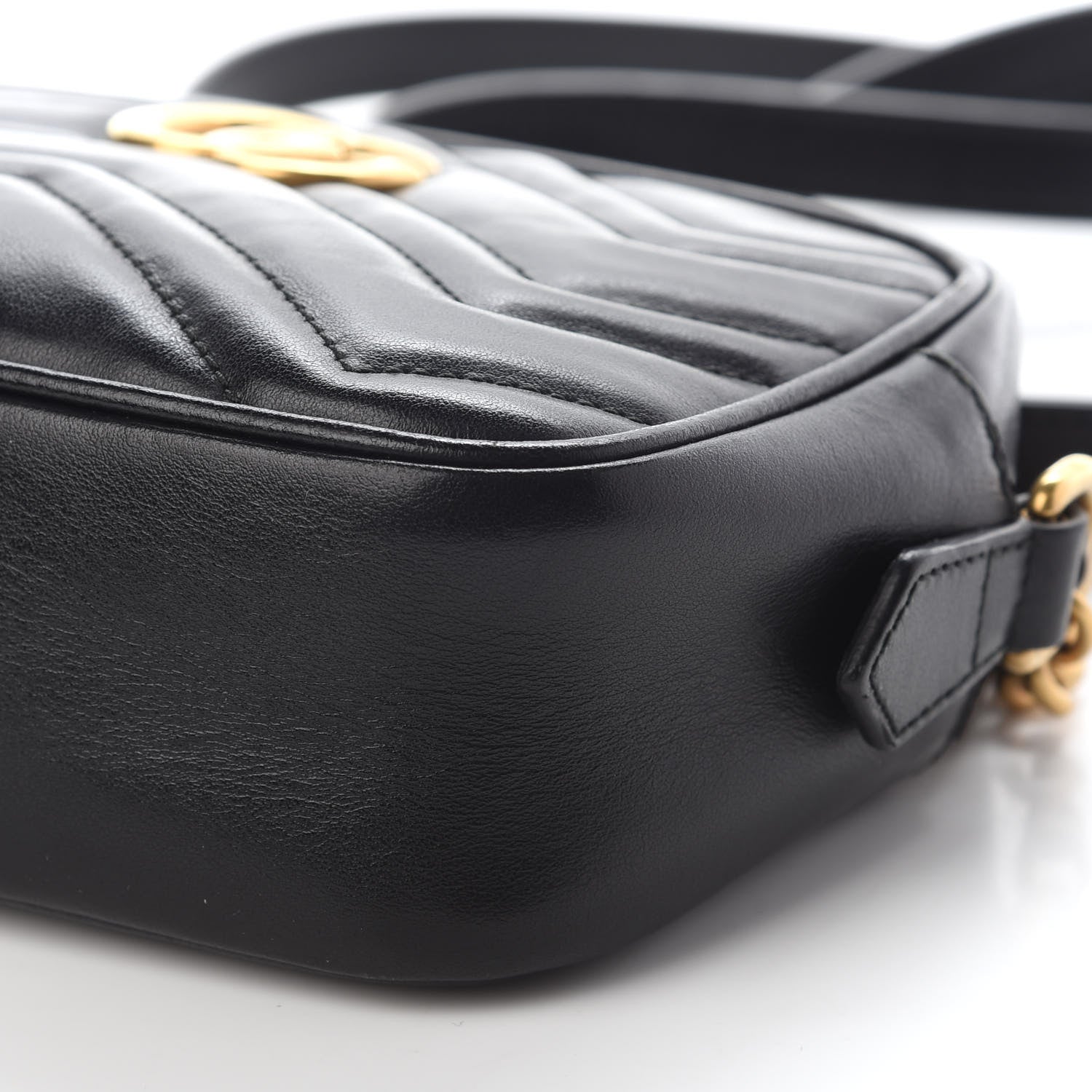 Gucci Calfskin Matelasse Mini GG Marmont Chain Shoulder Bag Black 9 of 10