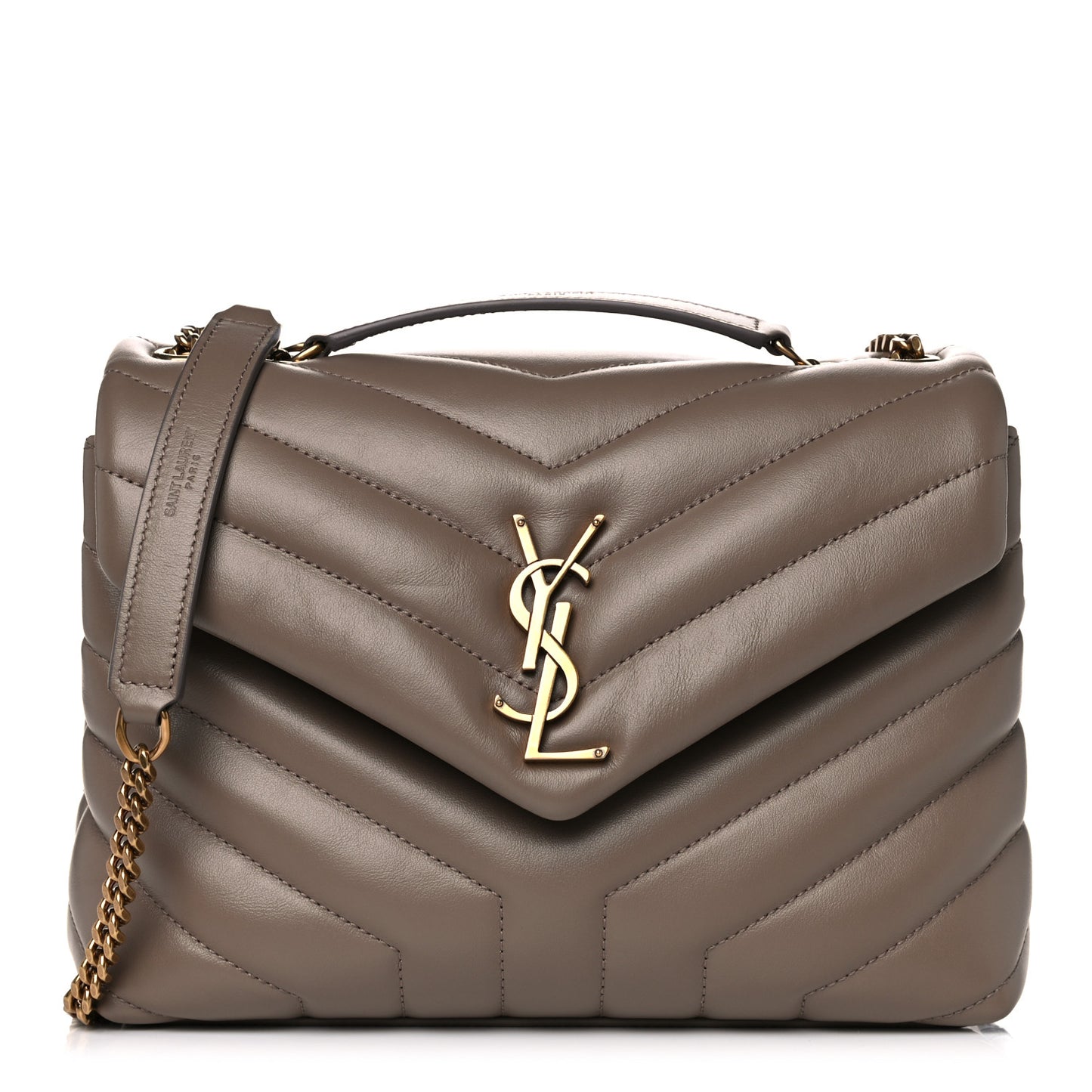 Calfskin Y Quilted Monogram Small Loulou Chain Satchel Taupe