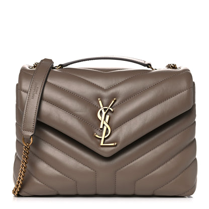Saint Laurent Calfskin Y Quilted Monogram Small Loulou Chain Satchel Taupe 1 of 9
