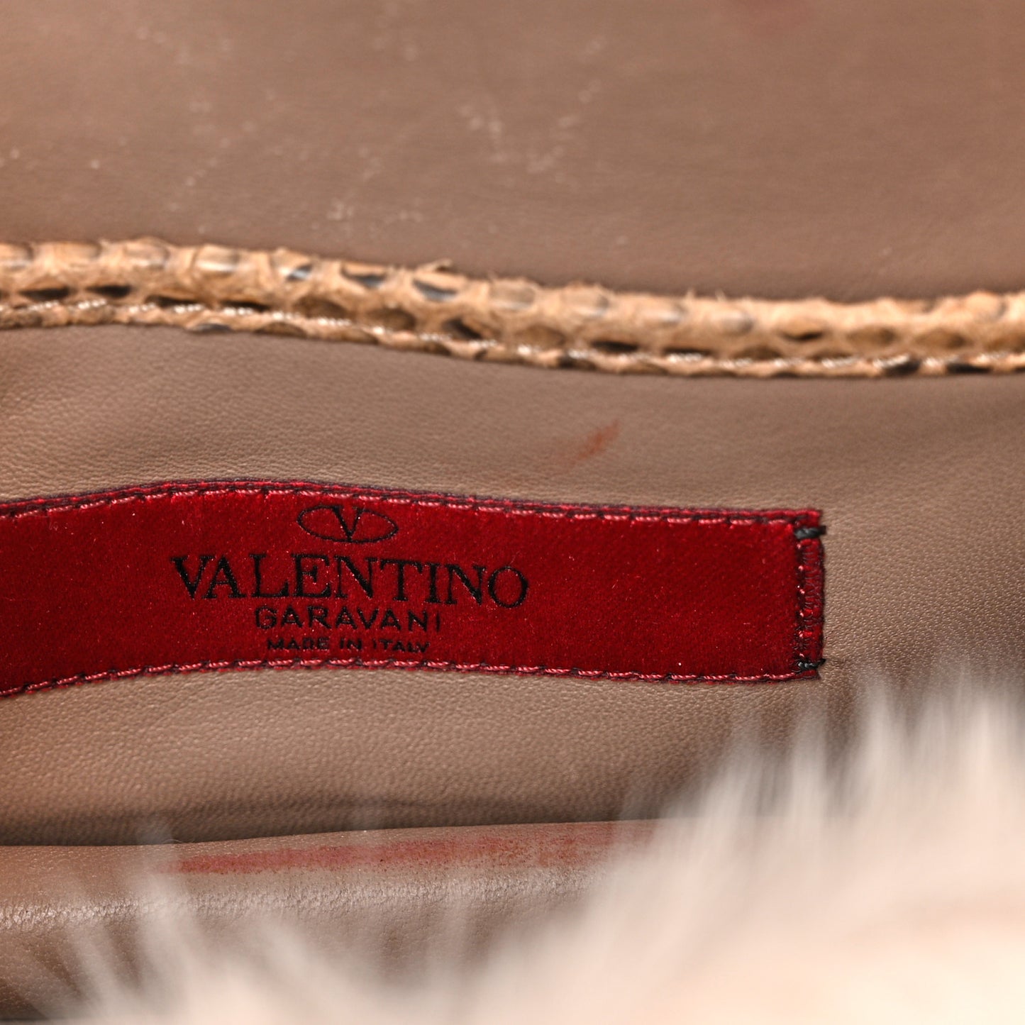 Mink Fur Snakesin Small Glam Lock Rockstud Flap Grey