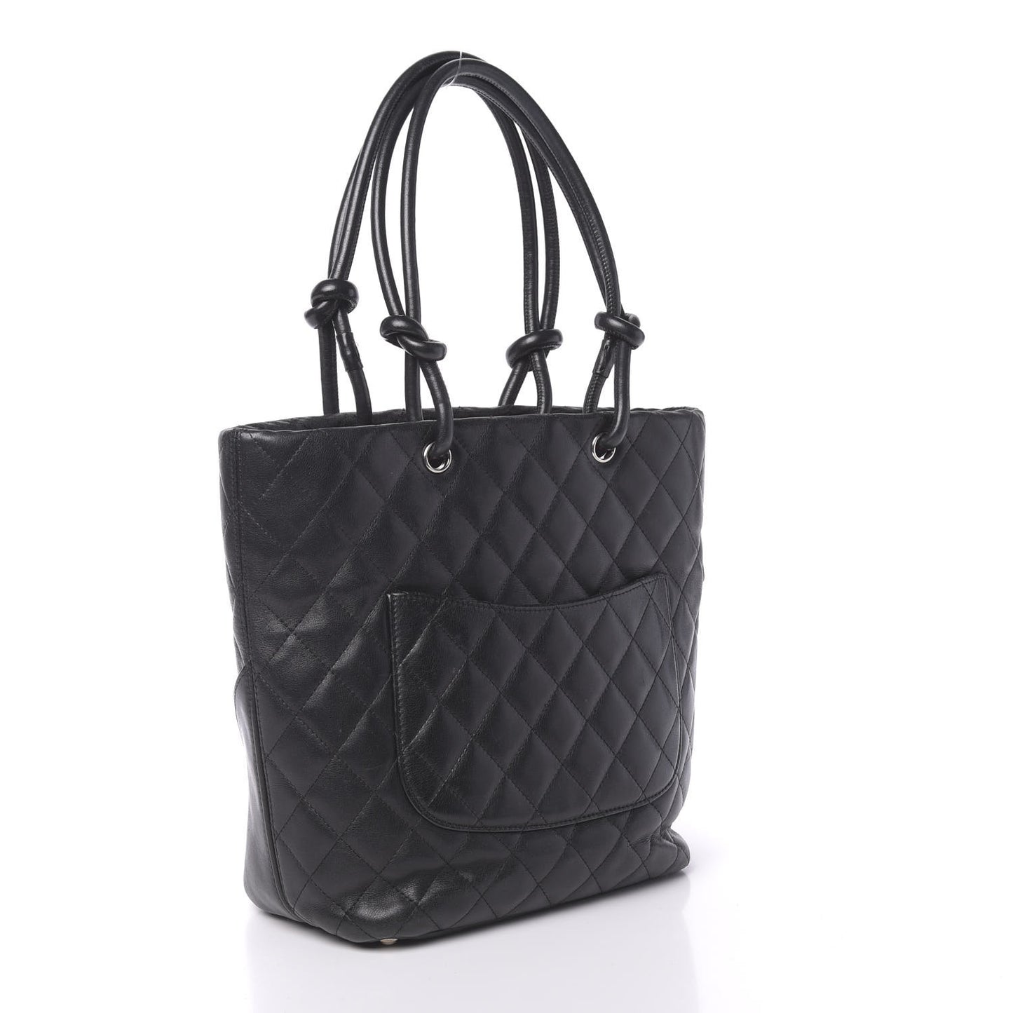 Calfskin Quilted Medium Cambon Tote Black White