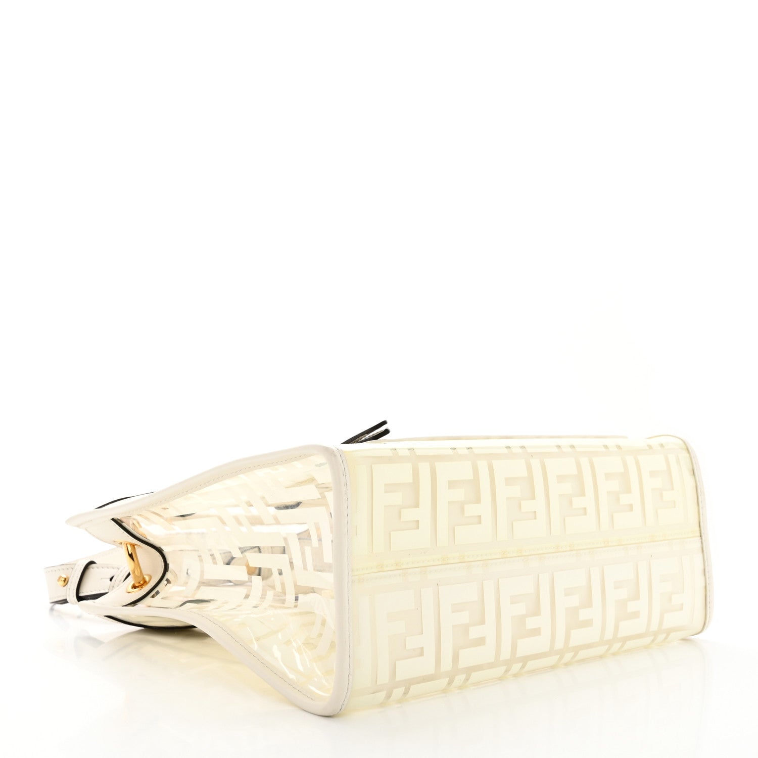 Fendi TPU FF Vitello Century Plexiglass Small Runaway Shopper Tote White 4 of 10